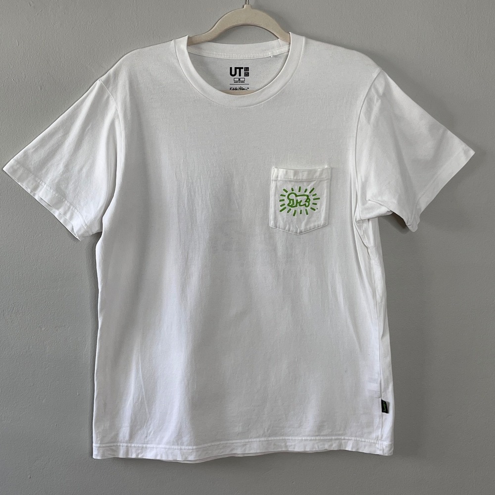 Uniqlo UT Keith Haring Graphic T-Shirt‎ Mens White Short Sleeve Pocket Tee M